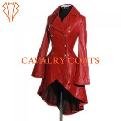 "New Ladies Gothic Red Military Corset, Women Leather Jacket, Real Leather Stylish Coat, Steampunk Jacket Worldwide Shipping  ARTICLE DESCRIPTION CHARACTERISTICS: Material: 100% Leather Custom Fit Style. Main color: Red Professionally stitched AVAILABILITY: \"Please note that the color of the product may appear slightly different due to camera reflection. Accessories not included in price Our jackets are available for both unisex adults, and we offer custom colors upon request. Additionally, we have plus-size jackets available to cater to a wider range of sizes. Please be aware that the button style may vary based on availability in the market.\"" Edgy Fitted Leather Jacket For Cosplay, Fitted Punk Leather Jacket For Cosplay, Fitted Leather Jacket For Cosplay In Winter, Red Gothic Outerwear For Winter, Fitted Leather Outerwear For Alternative Fashion, Red Gothic Winter Outerwear, Gothic Red Outerwear For Cosplay, Red Fitted Outerwear For Alternative Fashion, Fitted Red Outerwear For Alternative Fashion