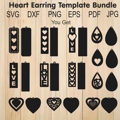 heart earring template bundle svg dxf eps png cut file example