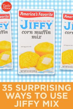 three packages of jeffy corn muffin mix