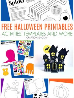 Pumpkin Craft Template (FREE Printable PDF) - Crafts on Sea Free Printable Halloween Cards For Kids, Free Printable Halloween Crafts, Halloween Craft Templates, Halloween Free Printables, 3d Haunted House, Halloween Papercraft, Simple Art Activity, Printable Halloween Decorations, Free Halloween Printables