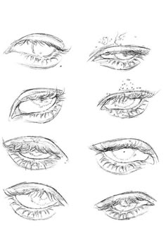 an image of different types of eyes drawn in pencil on white paper with black ink