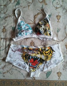 Ed Hardy Bathing Suits, Ed Hardy Swimsuit, Cybercore Outfit, Art Photography Aesthetic, Black Tiktok, Girl Punk, 2000s Fashion Outfits, Alt Girl, Cute Swimsuits