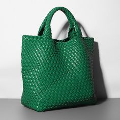 Dark Green Woven Vegan Leather Shopper Bag Large Handbag Soft Purse for Work | Baginning Green Satchel With Braided Handles Top Handle, Green Satchel With Braided Top Handles, Green Top Handle Satchel With Braided Handles, Green Rectangular Satchel With Braided Handles, Green Square Shopping Bag, Handheld Woven Leather Bags For Errands, Green Square Satchel For Errands, Green Woven Leather Shoulder Bag For Shopping, Green Satchel With Braided Handles For Shopping