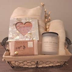 Comforting Spa Gift Basket for that special someone! Let the aroma of Fresh cut Flowers from the rustic farmhouse wood-wick candle fill the room while soaking in a relaxing bath. Nourish and hydrate your skin with Triple-Milled Goat's Milk soap.  Once done soaking, wrap yourself in a luxurious 100% Cotton European made Bath Towel (we have also included a matching hand towel since your hands deserve the same amount of love.)  Lastly, before closing your eyes at night, enjoy a favorite photo on yo Gift Basket For Her, Farmhouse Basket, Kalispell Mt, Spa Gift Basket, Relax Spa, Wood Wick Candles, Spa Gift, Fresh Cut Flowers, Wick Candle