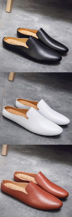 Prelesty Breathable Soft Leather Casual Men Driving Shoes Backless Loafers Flexible Men Driving, Backless Loafers, Footwear Fashion, Dressing Style, Bicycle Bag, Shoes Soft, Business Shoes, Men Clothes, Driving Shoes