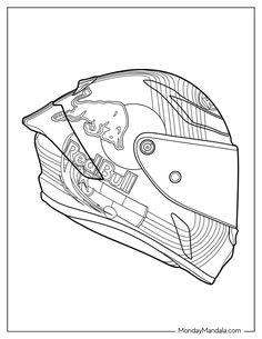 a motorcycle helmet is shown in this coloring page for the motorcyclist's helmet