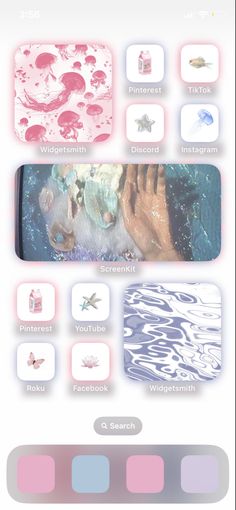 an iphone screen with different icons and colors on the bottom right corner, including watermelon