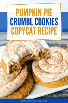 pumpkin pie crumbl cookies copycat recipe on a white plate with text overlay