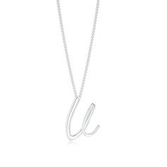 Personalize your jewelry look with this charming lowercase "v" initial pendant. It is crafted in  platinum and has a simple yet appealing design. V Initial, Plain Jewelry, Initial Jewelry, Initial Pendant, Lowercase A, Initials, Platinum, Jewelry Collection, Silver Necklace