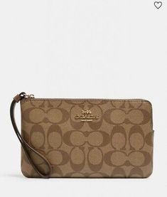 (eBay) Coach Large Corner Zip Wristlet In Signature Canvas Brown Leather Clutch, Coach Clutch, Coach Outlet, Signature Canvas, Coach Wristlet, Signature Print, Wristlet Wallet, Coach Leather, Leather Wristlet