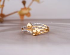 Buy Fine Jewelry 18 Kt,22 Kt Real Solid Yellow Gold Ring Hallmark Handmade Filigree Flower Women's Wedding Classy Ring for Women's Online in India - Etsy Ladies Gold Rings, Ring Unique Design, Ring For Wedding, Diamond Ring Unique, Gold Ring For Women, Gold Certificate, New Gold Jewellery Designs, Gold Jewellry, Diamond Cocktail Ring