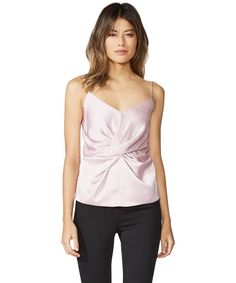 The Bailey 44 Card Counting Satin Cami is a satin V-neck cami that features thin shoulder straps, flattering draped detail at the waist, and a signature jersey back for comfort and ease. With the holiday season quickly approaching, consider slipping into something sleek, shiny and perfectly party-ready. Length in size S: 24 1/2 in. Model is 5’10” wearing size S, bust 32/waist 24/hip 35 in. Satin, Heavy Jersey: 100% Polyester Fabric from Japan, USA Made Counting Cards, Satin Cami, Christmas Tees, Pj Sets, Printed Blouse, Shoulder Straps, One Shoulder Blouse, The Holiday, Camisole Top