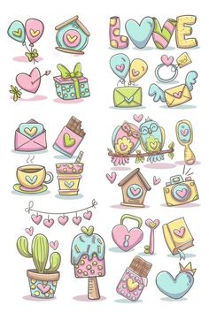 a bunch of different items that are in the shape of hearts