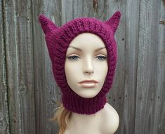 Cat Ear Balaclava, Cat Ear Hat Pattern, Cat Hats Knitted, Pink Cat Hat, Cat Hat Pattern, Balaclava Ski Mask, Crochet Balaclava, Cat Ears Hat, Hood Pattern