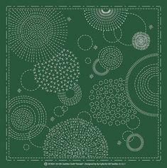 a green background with white circles and stars