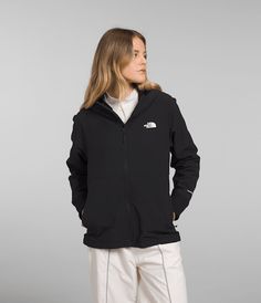 We all need a layer that’s up for everything. For us, that’s the Shelbe Raschel. This jacket helps protect against wind whipping between buildings or howling across sidewalks. It’s a midweight soft shell that balances performance with utility, pairing wind resistance with a soft, low-pile fleece lining for next-to-skin comfort. This is a staple built to stand up to the elements and match any outfit. Women's Women's Softshells [North Face, Northface, thenorthface, the northface, TNF, tnf] Water Resistant Jacket, Black North Face, Soft Shell Jacket, Clothing Care, Soft Shell, North Face Women, Rain Wear, North Face Jacket, Hoodie Jacket