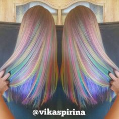 Rainbow hair color by Vika Spirina Pastel hair Mermaid hair Unicorn hair hair painting hotonbeauty.com Wild Hair Color, Opal Hair, Rainbow Hair Color, Ombré Hair, Wild Hair, Funky Hairstyles, Unicorn Hair, Pastel Hair, Colored Hair