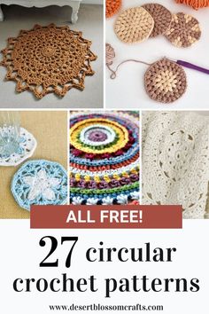 circular crochet pattern collage Circular Crochet, Crochet Washcloth Free, Crochet Coasters Free Pattern, Round Crochet, Crochet Placemats, Crochet Table Runner Pattern, Crochet Christmas Gifts