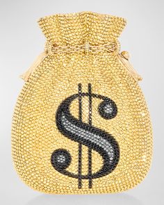 "Find JUDITH LEIBER Money Bags Clutch Bag on Editorialist. Judith Leiber Couture clutch bag in money bags silhouette and detail. Fully beaded in the finest Austrian crystals. Chain shoulder strap, 20\" drop. Open top. 4.5\"H x 5.5\"W x 2.6\"D. Made in Italy." Luxury Gift Pouch, Luxury Evening Coin Purse Pouch, Luxury Gold Pouch Coin Purse, Luxury Gold Coin Purse Pouch, Chloe 2024, Judith Leiber Bags, Money Bags, Judith Leiber Couture, Crochet Clutch