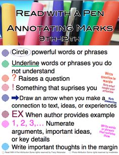 a poster with some writing on it that says readwith a pen annotating marks