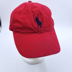 Polo Golf Ralph Lauren Men Pony Logo Adjustable Hat Cap One Size Red Cotton #RalphLauren #Golf Classic Red Baseball Cap With Visor, Classic Red Visor Baseball Cap, Classic Red Dad Hat With Curved Brim, Classic Red Baseball Cap With Curved Brim, Classic Red Sports Hat, Vintage Red Baseball Cap For Sports, Red Short Brim Baseball Cap For Outdoor, Vintage Red Sports Hats, Red Baseball Cap With Visor For Outdoor