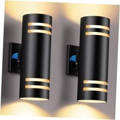 two black lights with blue wi - fi logo on the side and one is lit up