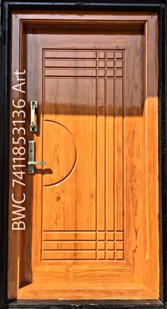 a close up of a wooden door with the words bw c on it's side