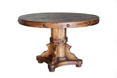 RUSTIC ROUND 50 DINING TABLE - The Rustic Mile Rustic Round Dining Table And Chairs, Rustic Round Dining Table, Wood Dining Table Rustic, Rustic Accessories, Round Pedestal Dining Table, Round Wood Dining Table, Dining Table Rustic, Special Colors, Rustic Wood Furniture