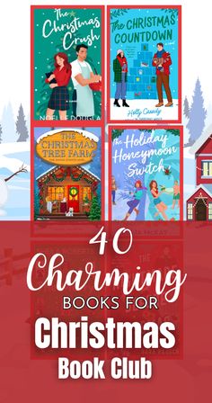 four christmas books for children to read in the snow with text overlay that reads,'4 charming books for christmas book club '