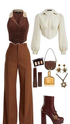 Corporate Stylish Work Outfits, Mode Hippie, Classy Work Outfits, Easy Trendy Outfits, Brown Pants, Looks Chic, Mode Vintage, Casual Style Outfits