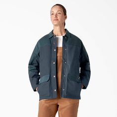 Women’s Waxed Canvas Chore Coat - Dickies US Relaxed Fit Cotton Utility Jacket For Outdoor, Utility Cotton Outerwear With Waxed Finish, Everyday Cotton Outerwear With Double-needle Stitching, Casual Cotton Utility Jacket With Waxed Finish, Utility Cotton Outerwear With Contrast Stitching, Cotton Outerwear With Waxed Finish For Work, Cotton Outerwear With Contrast Stitching For Work, Fall Cotton Outerwear With Contrast Stitching, October Clothes