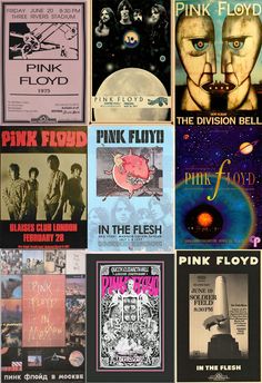 the pink floyd album covers are shown in this collage