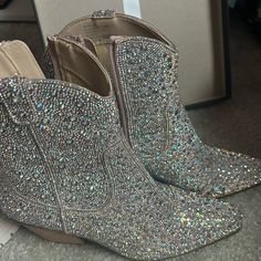 They Come With The Box. Sparkly Cowboy Boots, Betsey Johnson Shoes, The Box, Betsey Johnson, Cowboy Boots, Bootie Boots, Cowboy, Ankle Boots, Women Shoes