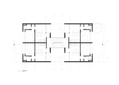 the floor plan for an apartment building with four rooms and three floors, all connected to each other