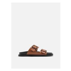 Sandals with two wide buckled straps at instep. Insole with anatomical shaped footbed. Contrasting flat soles. Double Strap Sandals, Wardrobe Accessories, Shoe Last, Mens Sandals, Wide Straps, Sandal Espadrille, Strap Sandals, Warm Weather, Espadrilles