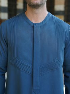 Pleated Kurta For Men, Classic Fitted Long Sleeve Kurta, Fitted Long Sleeve Kurta For Workwear, Pintucks Long Sleeve Tops In Relaxed Fit, Relaxed Fit Long Sleeve Tops With Pintucks, Unique Kurta Designs For Men, Fitted Pleated Button-up Top, Fitted Long Sleeve Pintuck Top, Fitted Long Sleeve Top With Pintucks