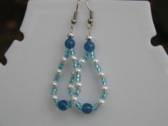 Teal blue Earrings by bluuj on Etsy, $7.00 Fishhook Earrings, Diy Jewelry Earrings, Jun 2023, Beaded Earrings Diy, Diy Jewelry Unique, Earring Ideas, Handmade Wire Jewelry, Beaded Jewelry Patterns, Hippie Jewelry