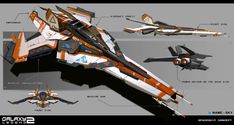 an orange and white fighter jet is shown in this graphic art work, it appears to be part of a sci - fi movie