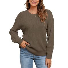 This versatile piece sweater by Uvplove is so essential! With its unbelievably soft and lightweight material, relaxed fit, batwing sleeves, and touch of elegance it adds to any outfit, it is sure to become a closet favorite in no time! The comfortable fabric ensures you stay cozy on any chilly day, whether it's fall or winter. Fall and cold weather clothing doesn't have to be basic. This Uvplove Sweater features a perfect relaxed fit that complements jeans, leggings, or boots for the ultimate st Cold Weather Clothing, Casual Pullover Sweater, Christmas Sweaters For Women, Cold Weather Outfits, Plus Size Sweaters, Dark Khaki, Knitted Pullover Sweaters, It's Fall, Casual Pullover