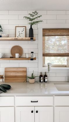 the kitchen counter is clean and ready to be used as a place for cooking food