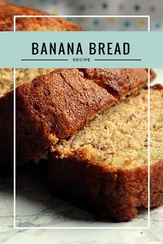 sliced banana bread sitting on top of a counter