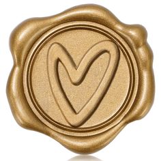 a wax stamp with a heart in the center on a white background, it appears to be used as an emblem