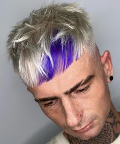 Men’s Vivid Hair Color, Green Hair Men, Color Block Hair, Dyed Hair Men, Dramatic Hair, Vivid Hair Color