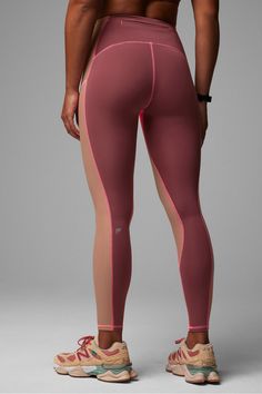 Motion365+ High-Waisted Shine Legging Fabletics pink female Activewear >> Womens >> Bottoms >> Leggings >> Full Length Motion365+ regular Running/Training 4-Way Stretch/Moisture-Wicking/UPF Protection Pink Snug Fit Athleisure Bottoms, Pink Snug Fit Sporty Bottoms, Sporty Pink Snug Fit Bottoms, Pink Fitted Sporty Bottoms, Sporty Snug Fit Pink Bottoms, Pink Moisture-wicking Gym Leggings, Pink Snug Fit Athleisure Activewear, Pink Moisture-wicking Leggings For Sports, High Stretch Pink Leggings For Running