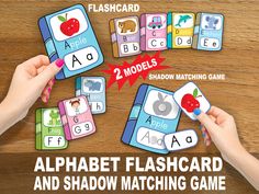 the alphabet flashcard and shadow matching game is available for children to play on their own