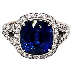 a blue sapphire and diamond ring