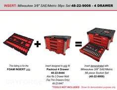 three different tool boxes are shown with instructions for the same item in each box, including tools