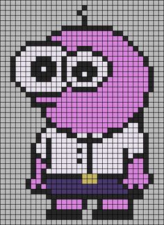 an image of a pixellated character in purple and black with the word's name on