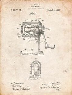 an old paper with a drawing of a machine on it