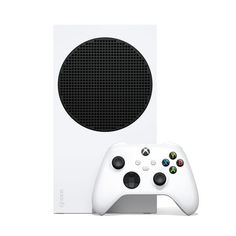 a white xbox wireless controller next to a black and white wall mounted speaker system on a white background